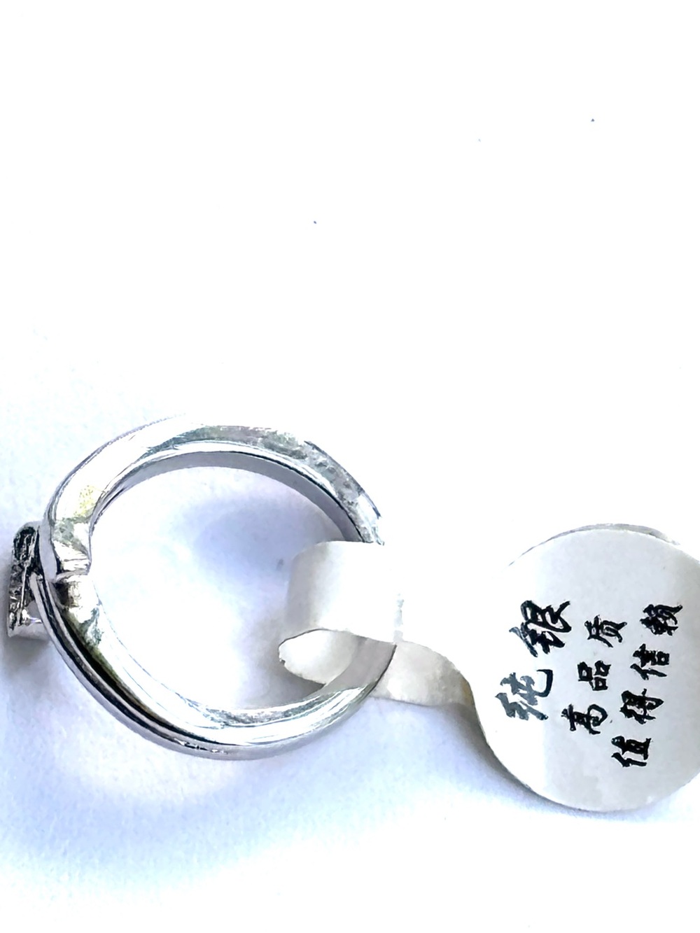 S 925 Marked Modernist Bypass Rhinestone Pinky Midi Ring Silver Tone Size 2.25